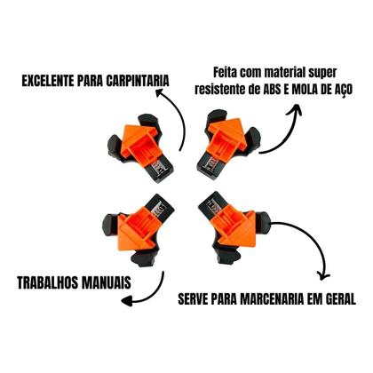 Imagem de Kit 4 Grampos De Canto Sargento Angular 90 Graus Marceneiro