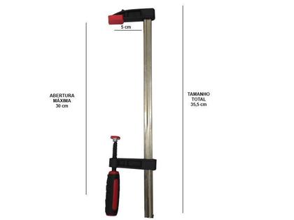 Imagem de Kit 4 Grampos Para Carpinteiro Tipo Sargento 300X50X355Mm