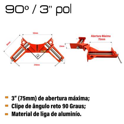 Imagem de Kit 4 Grampos Sargento Angular 90 Graus Cantoneira Arsenal