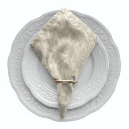 Imagem de Kit 4 Guardanapos de Mesa Posta 30cm X 30cm Com Anel Jacquard Adamascado