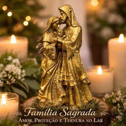 Imagem de Kit 4 Imagem Sagrada Família Ternura 20cm Perolado Dourado