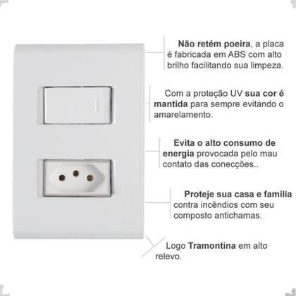 Imagem de Kit 4 Interruptor + Tomada 10a Branco Embutir Liz Tramontina