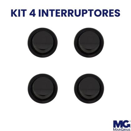 Imagem de Kit 4 Interruptores Bolinha de Tecla para Móveis MarGirius Moldura M9 com Cabo Série 16.000 Preto