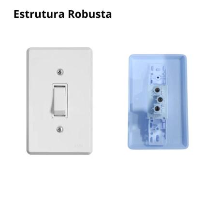 Imagem de Kit 4 Interruptores Paralelos 4x2 Placa Pratika 6A 250V Elétrica Obra Luz Residencial Instalação