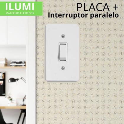 Imagem de Kit 4 Interruptores Paralelos 4x2 Placa Pratika 6A 250V Elétrica Obra Luz Residencial Instalação