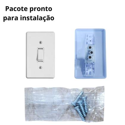 Imagem de Kit 4 Interruptores Paralelos 4x2 Placa Pratika 6A 250V Elétrica Obra Luz Residencial Instalação