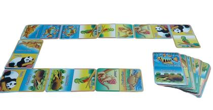 Imagem de Kit 4 Jogo Dominó Gigante dos Bichos de A - Z com 28 Peças Cada Para Festa