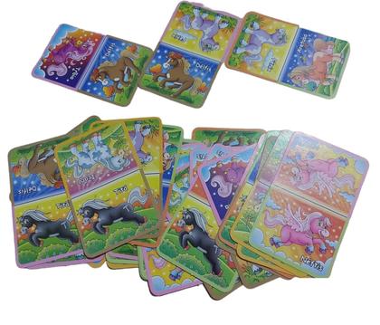 Imagem de Kit 4 Jogo Dominó Gigante Pôneis com 28 Peças Cada Para Festa e Prenda