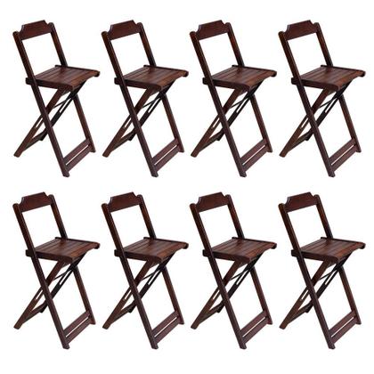 Imagem de Kit 4 Jogos de Mesa Bistrô de Madeira com 2 Cadeiras Dobravel Ideal para Bar e Restaurante Imbuia