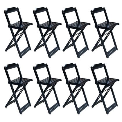 Imagem de Kit 4 Jogos de Mesa Bistrô de Madeira com 2 Cadeiras Dobravel Ideal para Bar e Restaurante Preto