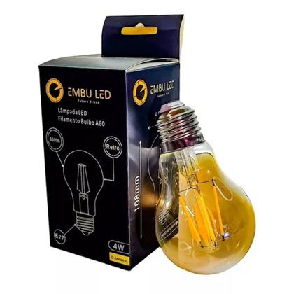 Imagem de Kit 4 Lâmpada Filamento Led Âmbar A60 4w Branco Quente Bivolt