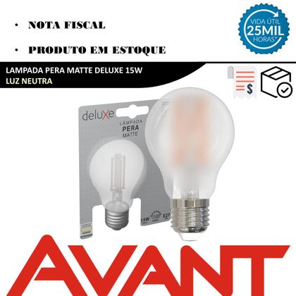 Imagem de Kit 4 Lampada Led Pera Matte 15w Filamento Branco Neutro 4000k E27