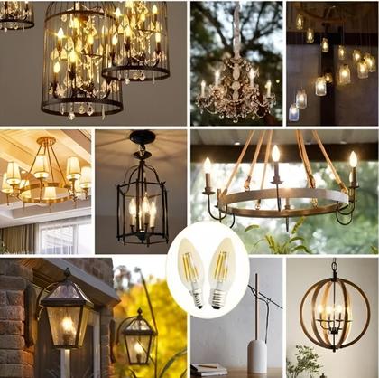 Imagem de Kit 4 Lâmpadas Filamento LED C35 Decorativa Retrô Vintage Âmbar Bivolt Luminarte