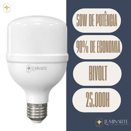 Imagem de Kit 4 Lâmpadas Led Bulbo 50w E27 Branco Frio Inmetro Luminarte