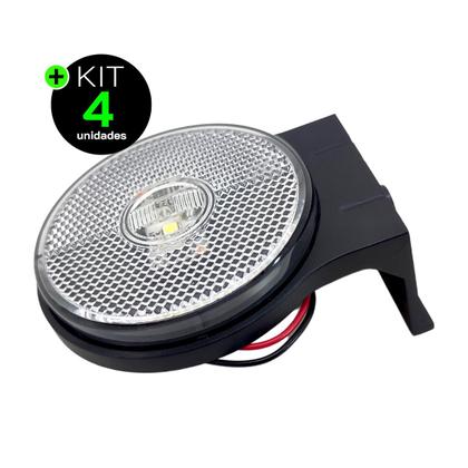 Imagem de Kit 4 Lanternas Lateral Carreta LED Cristal 65mm com Suporte com Fio 12V 24V