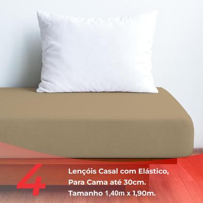 Imagem de Kit 4 Lençol Elástico Cama Box Casal Toque Macio