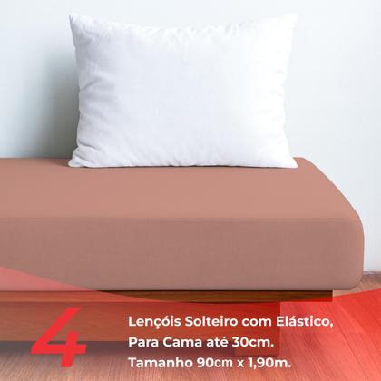 Imagem de Kit 4 Lençol Elástico Cama Box Solteiro Toque Macio