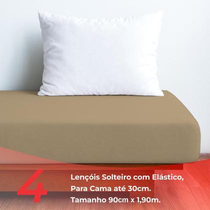 Imagem de Kit 4 Lençol Elástico Cama Box Solteiro Toque Macio