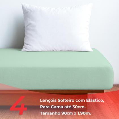 Imagem de Kit 4 Lençol Elástico Cama Box Solteiro Toque Macio