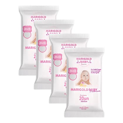 Imagem de Kit 4 Lenços Umedecidos Marigold Pocket Com 20 Un