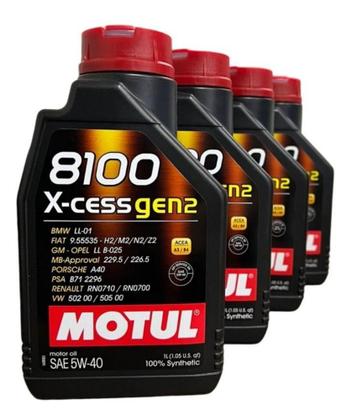 Imagem de Kit 4 Litros Óleo Motul 8100 X-Cess Gen2 5w40 Sintético SN