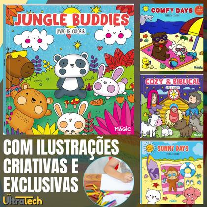 Imagem de Kit 4 Livro de Colorir  Cozy  Biblical/Comfy Days/Sunny Days/ Jungle Buddies 24 Desenhos 4 Modelos Folha Gro. 180g Estilo Bobbie GoodsENVIOIMEDIATO