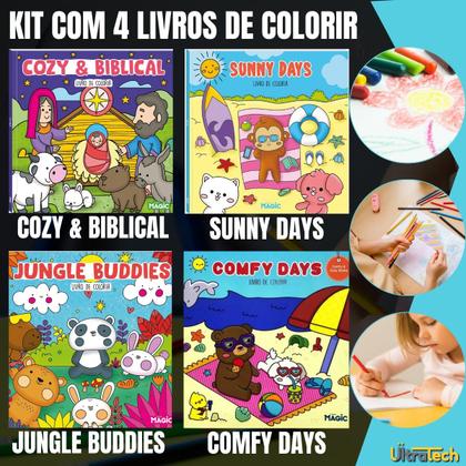 Imagem de Kit 4 Livro de Colorir  Cozy  Biblical/Comfy Days/Sunny Days/ Jungle Buddies 24 Desenhos 4 Modelos Folha Gro. 180g Estilo Bobbie GoodsENVIOIMEDIATO
