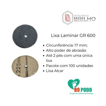 Imagem de Kit 4 Lixa Laminar Alcar GR 600 Brilho