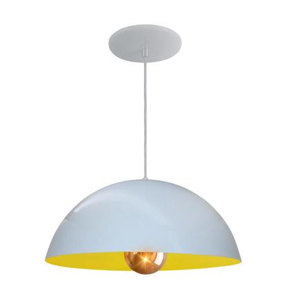 Imagem de Kit 4 Luminária Pendente Meia Lua 34cm Com Interior Amarelo Com Fiação 110/220v