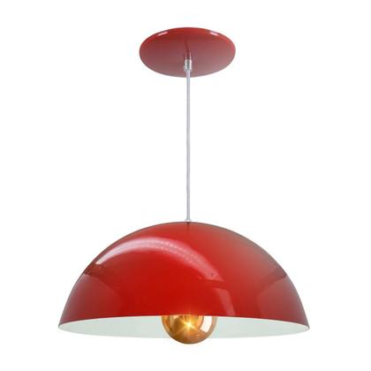 Imagem de Kit 4 Luminária Pendente Meia Lua 34cm Com Interior Branco Brilho Com Fiação 110/220v