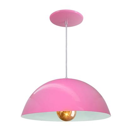 Imagem de Kit 4 Luminária Pendente Meia Lua 34cm Com Interior Branco Brilho Com Fiação 110/220v