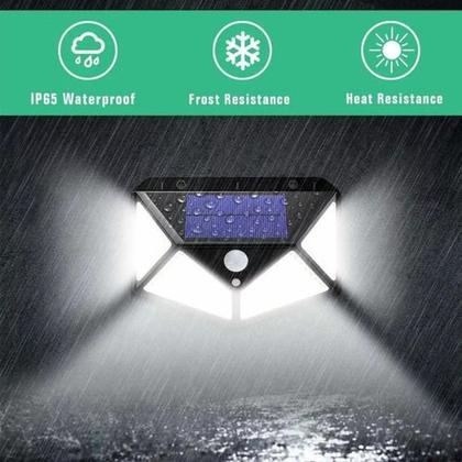 Imagem de Kit 4 Luminária Solar 100 Led Com Sensor Jardim Prova D'água
