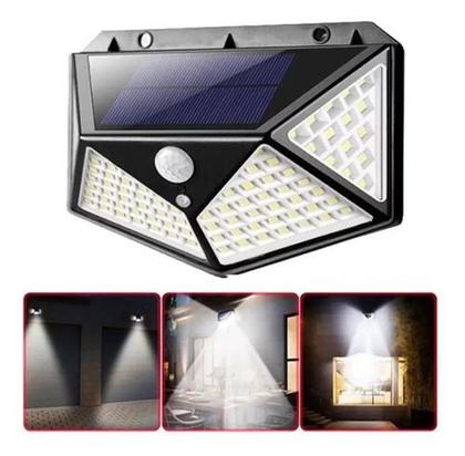 Imagem de Kit 4 Luminária Solar 100 Led Com Sensor Jardim Prova D'água