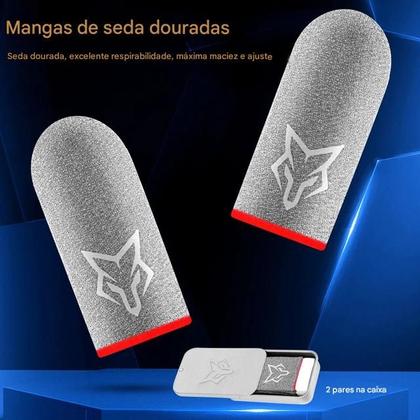 Imagem de kit 4 Luvas De Dedo Gamer Fibra De Seda V10 2025 e 1 Box Case Aluminio Luvas ProFissionais Gamer Anti Suor SarafoxFlydigiMemo