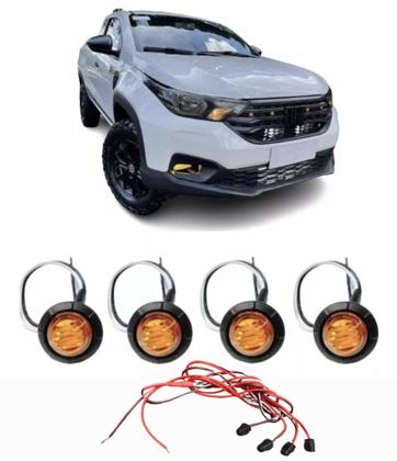 Imagem de Kit 4 Luz Led Conjunto Completo Cor Âmbar P/ Grade Universal Saveiro Hylux F250 Ranger Amarok Strada