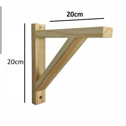 Imagem de Kit 4 Mão Francesa de Madeira Pinus + Buchas e Parafusos 20x20