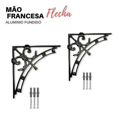 Imagem de kit 4 Mão Francesa Flecha Cantoneira 35 Cm Aluminio Preto