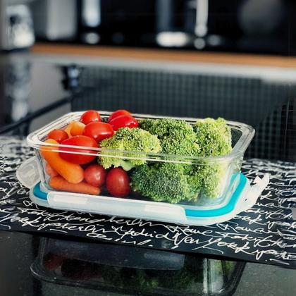 Imagem de Kit 4 Marmita De Vidro 1520ML C/ Tampa Hermética Retangular