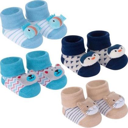 Imagem de Kit 4 meias sapatinho pantufa  antiderrapante bebê 3d