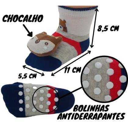 Imagem de Kit 4 Meias Sapatinhos Pantufas Infantil Bebe E Rn Menino(a)
