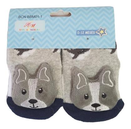 Imagem de Kit 4 Meias Sapatinhos Pantufas Infantil Bebe E Rn Menino(a)