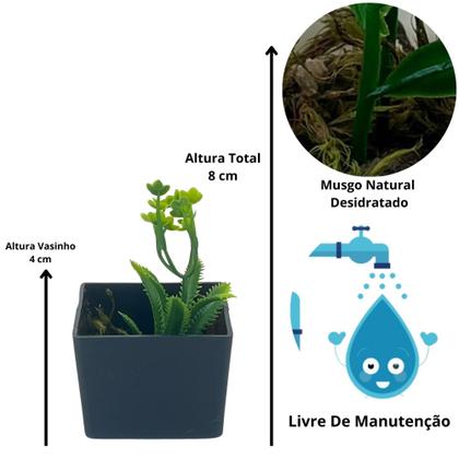 Imagem de Kit 4 Mini Vasinhos Com Planta Artificiais Decoração De Casas Escritórios