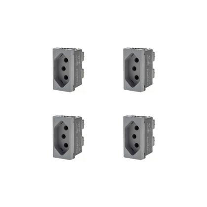 Imagem de Kit 4 Modulos Tomada 20A Cinza Borne 615060CZ+ Pial Plus+