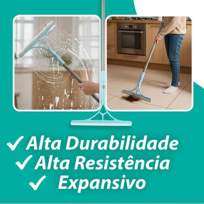 Imagem de Kit 4 Mop Silicone Vidro Piso Chão Vassoura Mágica Rodo Tira Pelo Multiuso Limpeza Extensível Banheiro Janela Pó 2 em 1