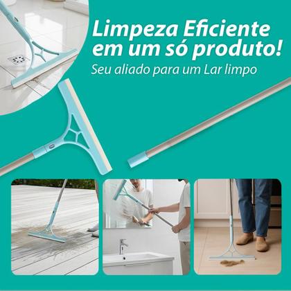 Imagem de Kit 4 Mop Silicone Vidro Piso Chão Vassoura Mágica Rodo Tira Pelo Multiuso Limpeza Extensível Banheiro Janela Pó 2 em 1