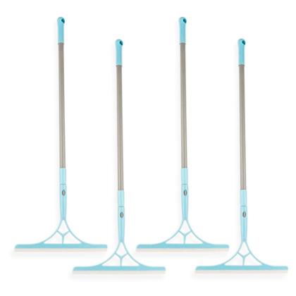 Imagem de Kit 4 Mop Silicone Vidro Piso Chão Vassoura Mágica Rodo Tira Pelo Multiuso Limpeza Extensível Banheiro Janela Pó 2 em 1