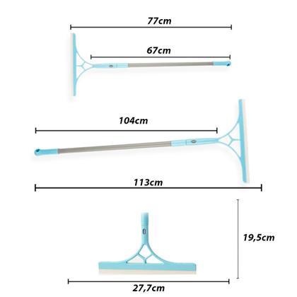 Imagem de Kit 4 Mop Silicone Vidro Piso Chão Vassoura Mágica Rodo Tira Pelo Multiuso Limpeza Extensível Banheiro Janela Pó 2 em 1