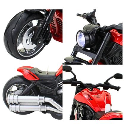 Imagem de Kit 4 Motos de Brinquedo com Fricção, Luz e Som  Miniaturas Esportivas Colecionáveis