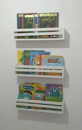 Imagem de Kit 4 Ninchos De Quarto Infantil Pratileira Estante Organizadora De Livros Criança 40cm