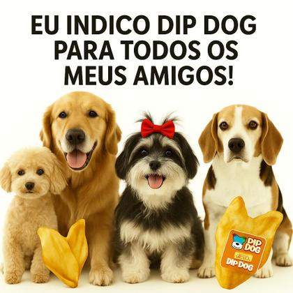 Imagem de Kit 4 Orelhas Bovina Natural Dip Dog Petisco para Pets 